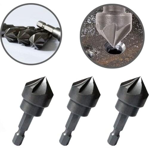 90 Degree Countersink Drill Chamfer Bit 1/4" Hex Shank Carpentry Woodworking Angle Point Bevel Cutting Cutter Remove Bur