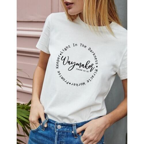 Way Maker Promise Keeper Light In The Darkness Women Christian T-shirt Aesthetic Harajuku Female T Shirts Jesus Faith Tees Tops