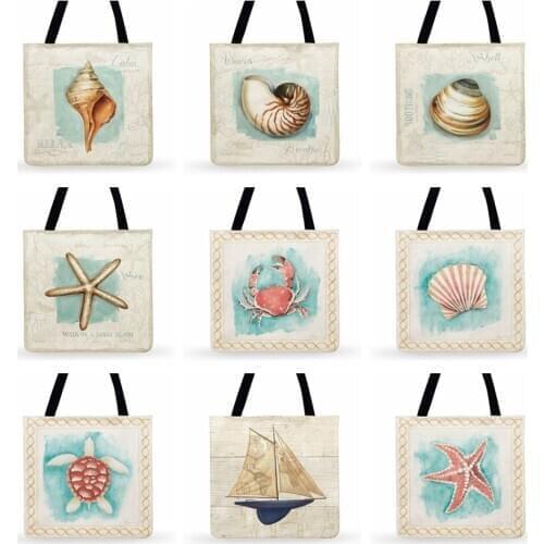 Ocean Style Sea Anchor Print Tote Bag For Women Casual Tote Outdoor Beach Tote Bags Ladies Shoulder Bags Foldable Shopping Bags