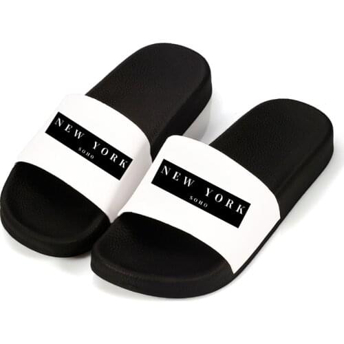 Slipper For Woman 2021 Indoor Home Flip Flops New York Letter Women Sandals Bathroom Non-slip Slipper For Women Shoes Fashion