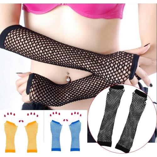 Women Fingerless Fishnet Nylon Mesh Gloves Sexy High Elasticity Touch Screen Hand Gloves Long Length Wrist Guantes Перчатки