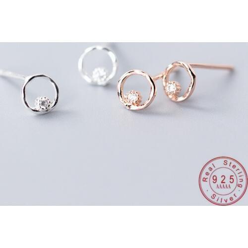 WANTME Real 100% 925 Sterling Silver Geometric Hollow Circle Statement Stud Earrings for Women Girls Party Daily Wear Jewelry