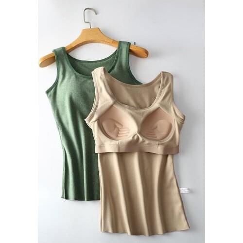 Women 2021 Winter New Thermal Underwear Warm Body Tops Vest Female Slim Sleeveless Tops Ladies O-neck Solid Tanks Tops E532