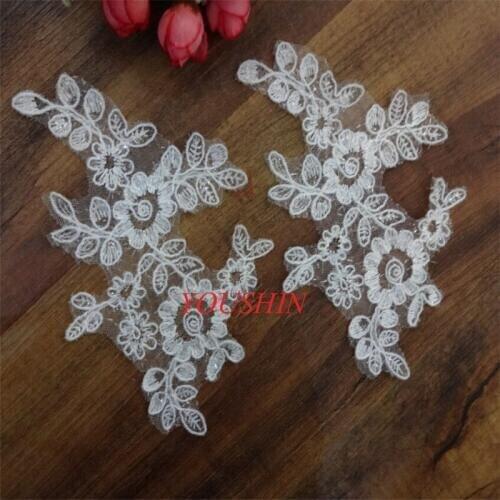 10Pcs 18X 12cm White Delicate Wedding Veil Head Ornaments Lace Applique Lace Trim Dress DIY Lace Accessories BD0053