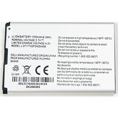 3.7V 1700mAh Li3717T42P3h654458 For ZTE MF63 AC60 Verizon Jetpack 890L EuFi890 EuFi890L AR918B WIFI Router Hotspot Modem Battery