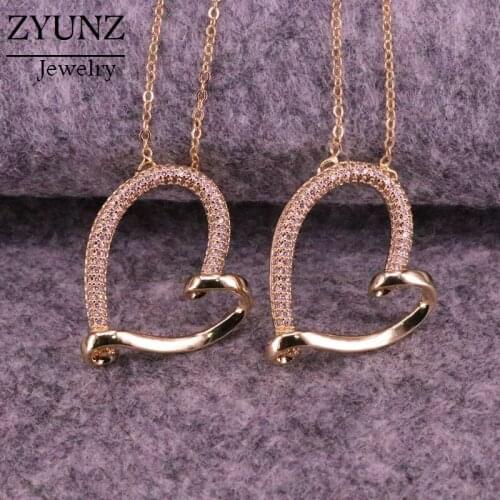 6PCS, Heart Necklace, Love Heart Pendant Necklace in Gold Color, CZ Heart Pendant Necklace