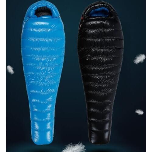 95% White Goose Down Mummy Camping Sleeping Bag Cold Winter Ultralight Baffle Design Camping Splicing FP800 G1-G5