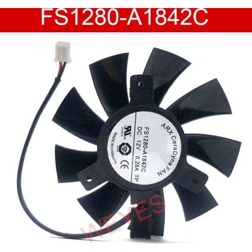 Free shipping For ARX FS1280-A1842C DC 12V Dia. 75mm C.T.C 40mm 2-Wire Server Frameless Fan