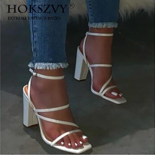 HOKSZVY Block Heel Snake Print Sandals Mule Heel Lace Up Sandals Women High Heel Sandals Square Toe Ladies Party Shoes ZL-9001