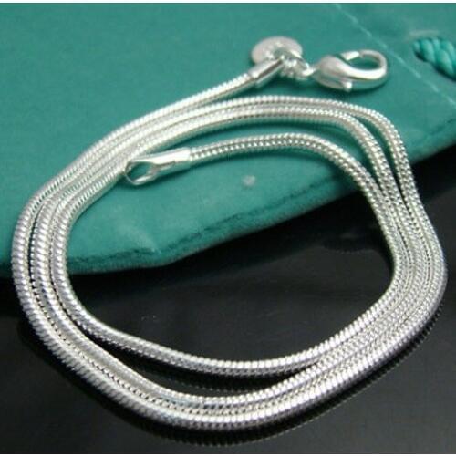 50pcs/lot Wholesale Free Shipping 1.2mm Snake Chains 16",18",20",22" ,24" 925 Long Silver Plated Pendant Necklace Chain