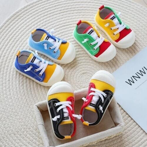 Childrens Baby Canvas Shoes Toddler Shoes Elastic Low-top Sneakers Boys and Girls Soft Sole Casual Shoes