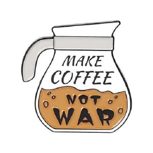 Make Coffee Brooches Cartoon Coffee Pot Enamel Pins Bag Clothes Lapel Pin Cafe Button Badge Jewelry Gift for Kids Friends