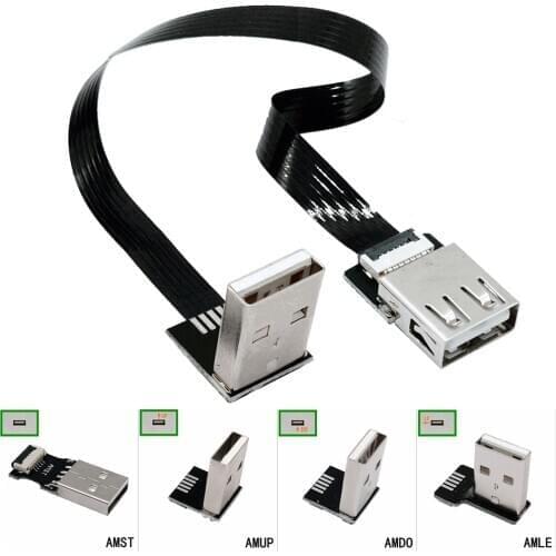 FPV 10cm 20cm USB 2.0 A Male to Female 90 Angled Extension Adaptor cable USB2.0 male to female right/left/down/up Black cable
