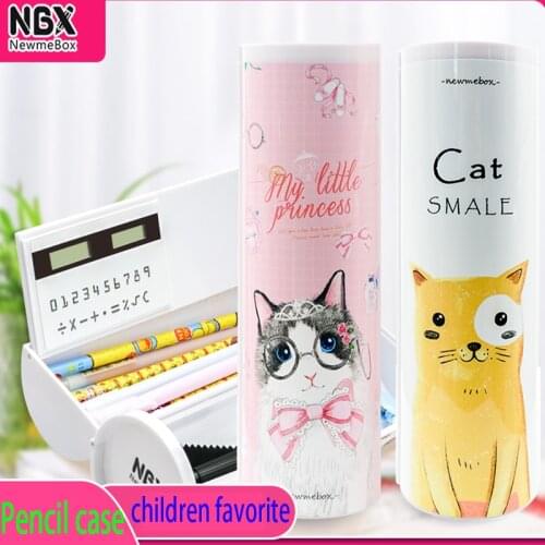 NBX genuine innovative stationery box students love multifunctional cute cartoon cat and penguin pencil case
