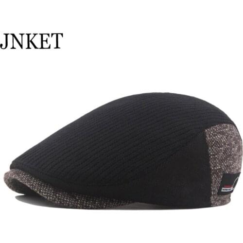 JNKET Unisex Knitted Beret Hat Leisure Peaked Cap Flat Caps Winter Hat Outdoor Travel Sunhat Duckbill Cap Adjustable Size