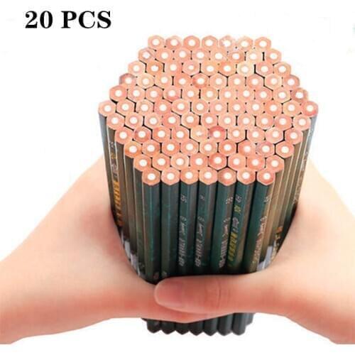 20 Pcs 2B Drawing Pencil HB Learning Writing Pencil School Supplies Drawing with The Pen Set Wood Cn(origin) Hexagon 177mm HB/2B