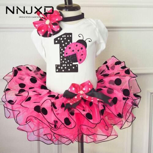 Baby Girls Clothing Sets 1st Happy Birthday Party Wear Romper Tutu Headband Suit Toddler Kids Clothes Infant Princess Suits 12M