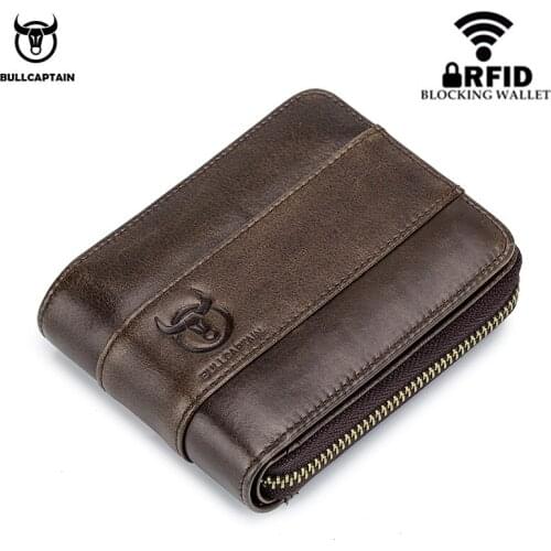 Men RFID Non-scanning Wallet With Zipper Genuine Leather Passport Photo Card Holder Male Casual Coin Purse Hommes Portefeuille