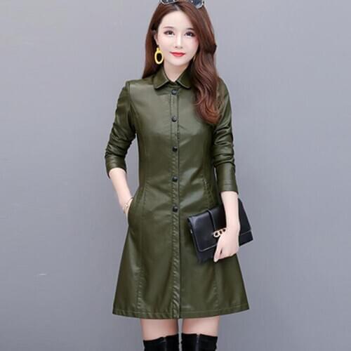 Plus Size Leather Coat Women Jackets Spring 2021 New Women Leather Jacket Long Slim Motorcycle Female Leather Clothing Black