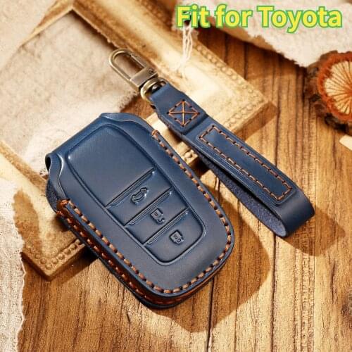 Leather Car Key Case Cover For Toyota Chr C-hr Land Cruiser 200 Avensis Auris Corolla Smart Keychain Shell Accessories