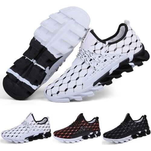 Mens Vulcanize Shoes Checkered Mesh Casual Sneakers Male Blade Sole Sport Shoes Outdoor Running Shoes Breathable Light Elastic