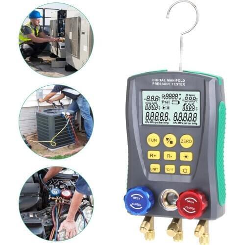 Pressure Gauge Refrigeration Digital Vacuum Pressure Manifold Tester Meter HVAC Temperature Tester Digital Manifold Gauge Meter