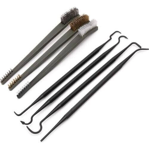 Hunting Rifle Cleaning Kit 3pcs Steel Wire Brush + 4pcs Nylon Pick B36F