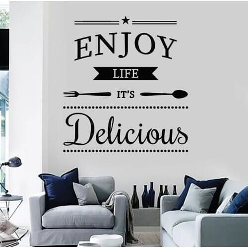 Enjoy Life Delicious Wall Decal Inspiring Phrase Wallpaper Cafe Kitchen Home Decor Window Vinyl Stickers Lettering Mural E355