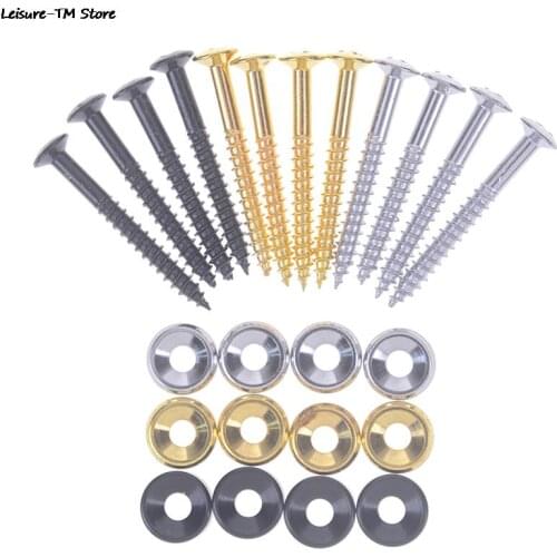 8 PCS Gold/Black/Silver Electric Guitar Neck Mounting Ferrules/Bushings And Screws Black Guitars Basses Straps Accessories