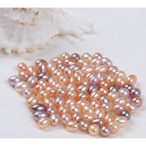 Wholesale 6-7mm Natural Freshwater Pink Purple Rice Shaped Loose Pearls For DIY Jewelry Making