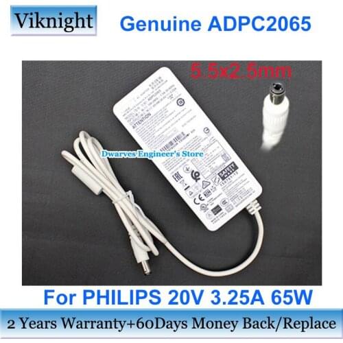 Original For PHILIPS 272M7C 279X6Q 278E8Q 278M6F 276E8F 278E1 Power Adapter Charger 20V 3.25A 65W ADPC2065 AC Adapter 5.5x2.5mm