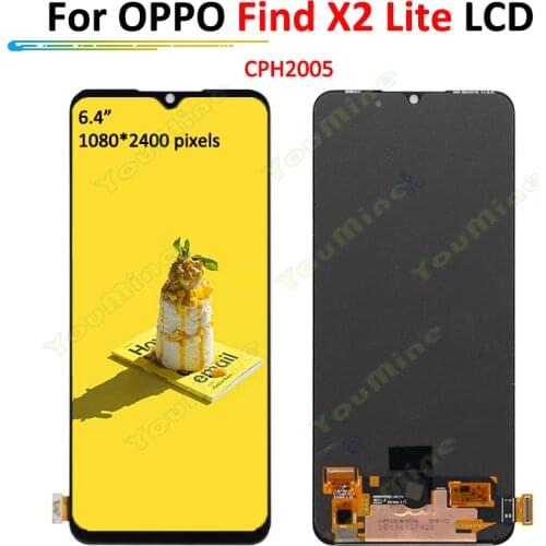 Original AMOLED For OPPO Find X2 Lite CPH2005 LCD Display Touch Screen Digitizer Assembly Replacement For OPPO Find x2lite LCD