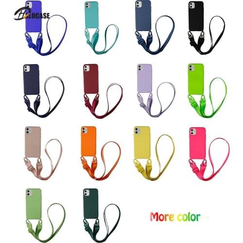 Necklace Lanyard Straight Edge Phone Cases For iPhone 12 11 Pro XS MAX XR X SE 7 8 Plus Strap Cord Chain Hang Carry Cover Capa