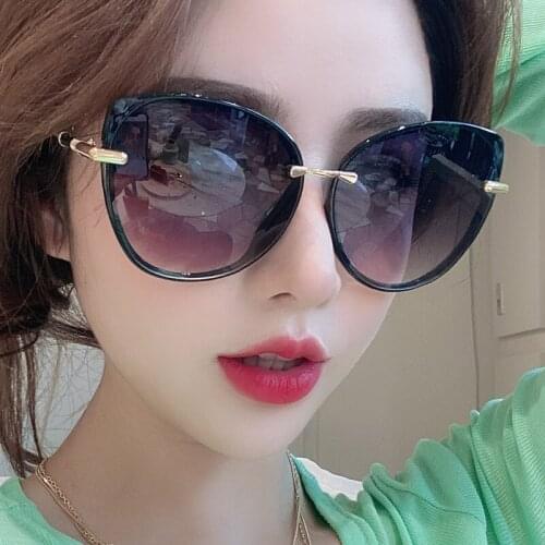 New Sunglasses Women Oversized Cat Eye Eyewear 2021 Gradient Brown Pink Rimless Sun Glasses for Female Brand Designer Uv400