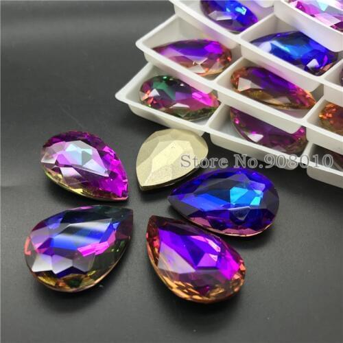 TopStone Drop Shape Glass Rhinestones New Volcano Colors Teardrop Crystal Stone Strass Diamond 14x10 18x13 25x18 30x20 mm