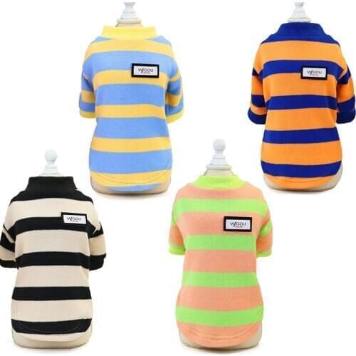 Candy Color Strips Pet Sweatshirt Puppy Cat Tshirt O-neck Short Sleeve Knitted Sweater Hoodie For Small Dogs Chihuahua Outfit XL