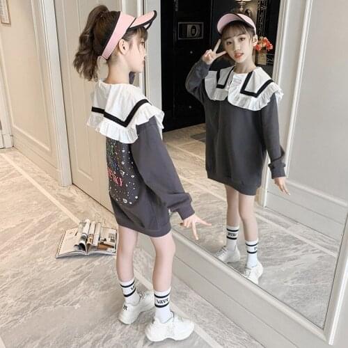 New Lapel Spring Autumn Tops Letter Hoodies Girls Sweatshirts Jacket Coat Kids Overcoat Outwear Teenager High Quality