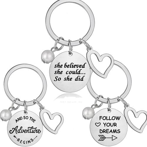 Inspirational Gifts Keychain Jewelry Women Gifts For Her Keyring Love Heart Key Chain Graduation Gifts Stainless Steel