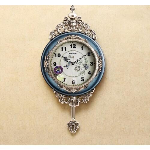 Vintage Luxury Wall Clock Silent Digital Pendulum European Wall Clock Antique Retro Kitchen Living Room Klok Home Decor JJ60WC