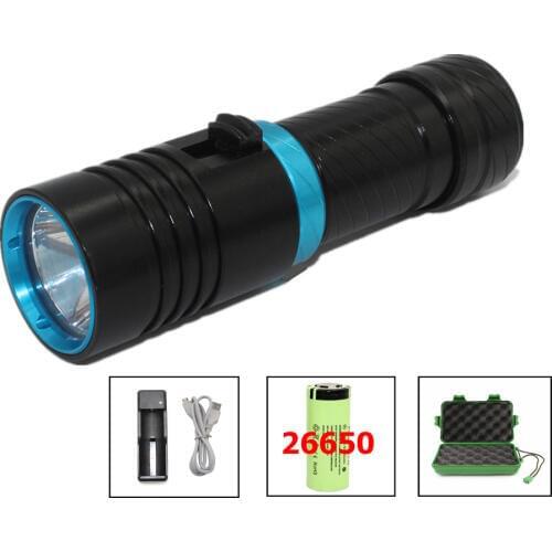 Uranusfire 1200LM XM-L2 LED Diving Flashlight Underwater Waterproof 100M Torch Lamp Light Camping Lanterna With Stepless Dimming