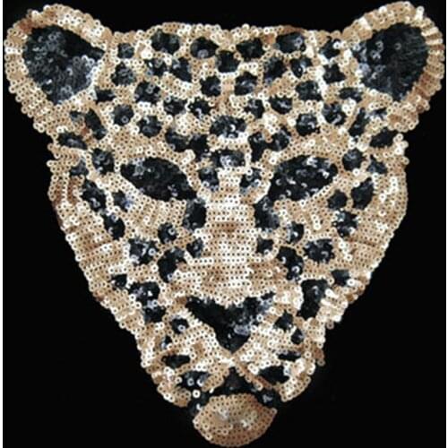 Embroidered iron on patches for clothes leopard sequins deal with it clothing DIY Motif Applique T-shirt accessories