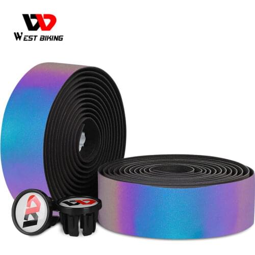 WEST BIKING Bicycle Hanglebar Tape With End Plug Reflective Eva Anti vibration Anti-Slip Soft Road Bike Cycling Handlebar Straps