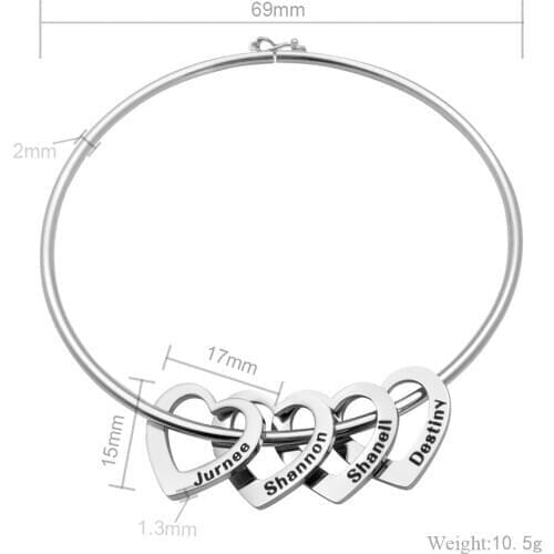 Personalized Women Heart Shape Bracelets Bangles Custom Engraved Family Names Bracelets Lettering Mather Bracelet Jewelry Gifts