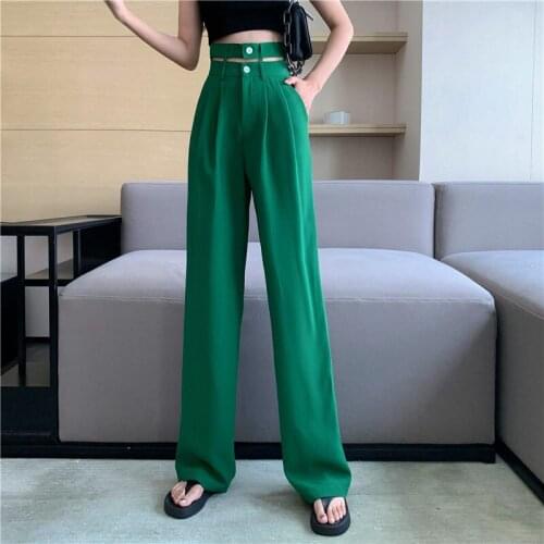 Women Pants Womens High Waist Spring And Autumn Suit Straight Pants Casual Black Trousers Women Pantalones Mujer e203