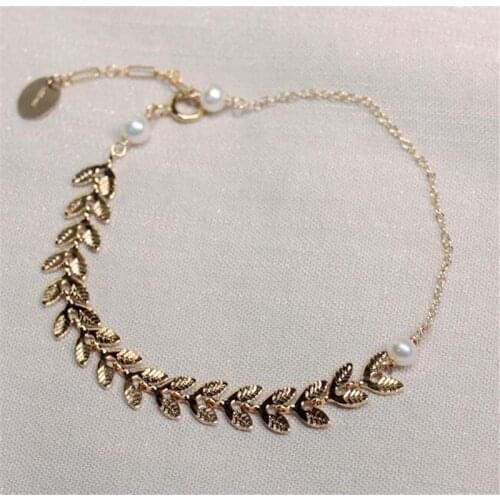 YUN RUO 2020 Fashion Wheat Ear Pearl Bracelet Woman Gift Yellow Gold Color Titanium Steel Jewelry Never Fade Drop shopping