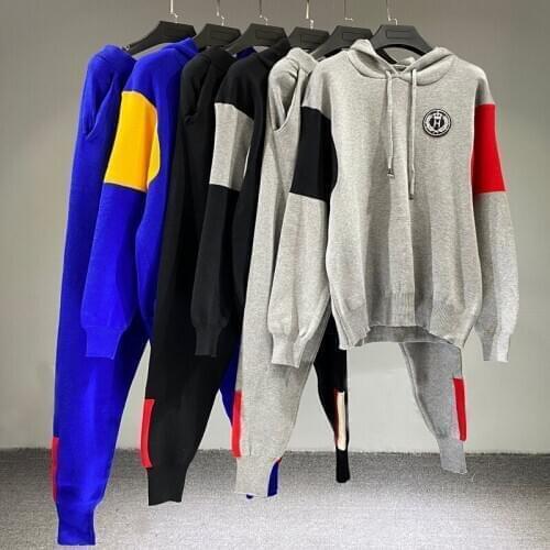 Female 2021 Ladies hooded warm sweaters Tops + wide leg pants Womens clothing tracksuits S7183