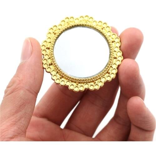 1PCS Dollhouse Mini Metal Glass Mirror 48*48mm Miniatures 1:12 Scale Cosmetic Mirror Toy