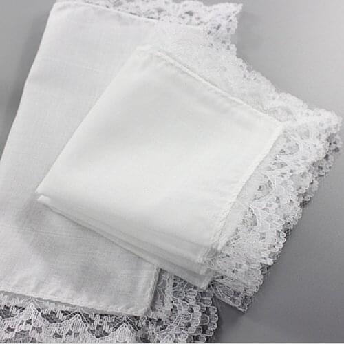 12Pcs Pure White Hankerchiefs 100% Cotton Handkerchiefs Women Men 25cm*25cm Pocket Square Wedding Plain DIY Print Draw Hankies