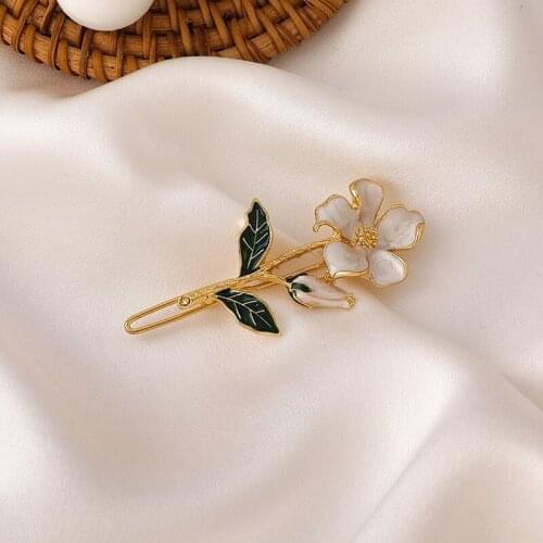 2021 Wholesale Retro Pear Blossom Flower Hairpin French Banger Hair Clip Side Clip Elegant Hair Accessories