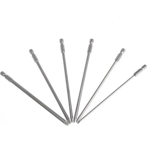 6Pcs/Set 1/4'' Shank 150mm Long S2 Steel Magnetic Hex Cross Head Screwdriver Bit